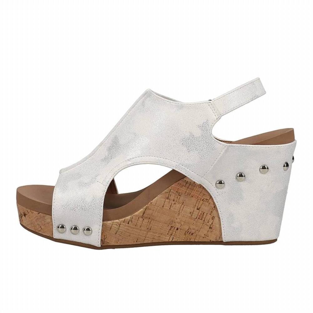 NEW CORKYS FOOTWEAR women's tiffanee wedge sandals in white metallic - Picture 4 of 4
